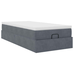 Ottoman Bett mit Matratze Dunkelgrau Samt 80x200