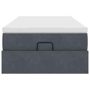Ottoman Bett mit Matratze Dunkelgrau Samt 80x200