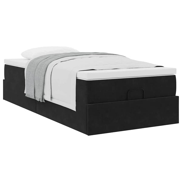 Ottoman Bett mit Matratze Schwarz 80x200 Samt