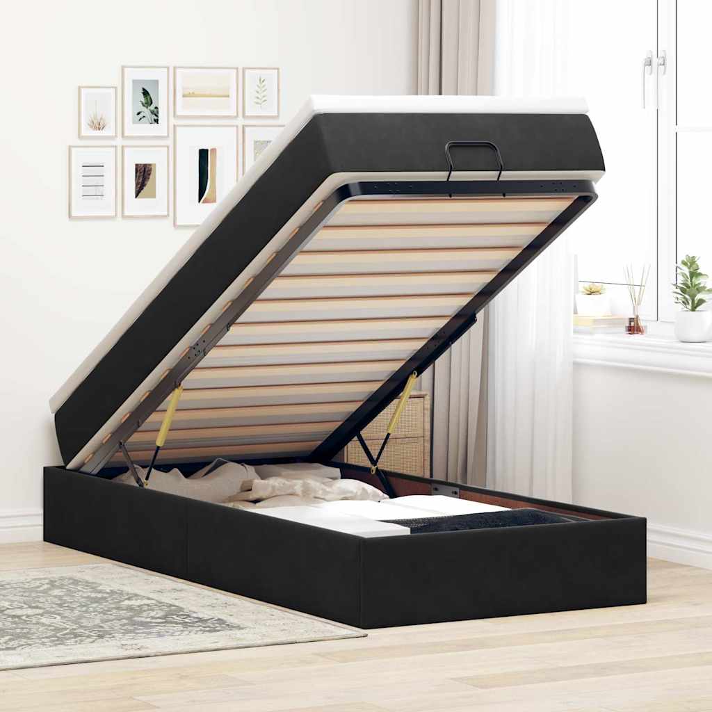 Ottoman Bett mit Matratze Schwarz 80x200 Samt
