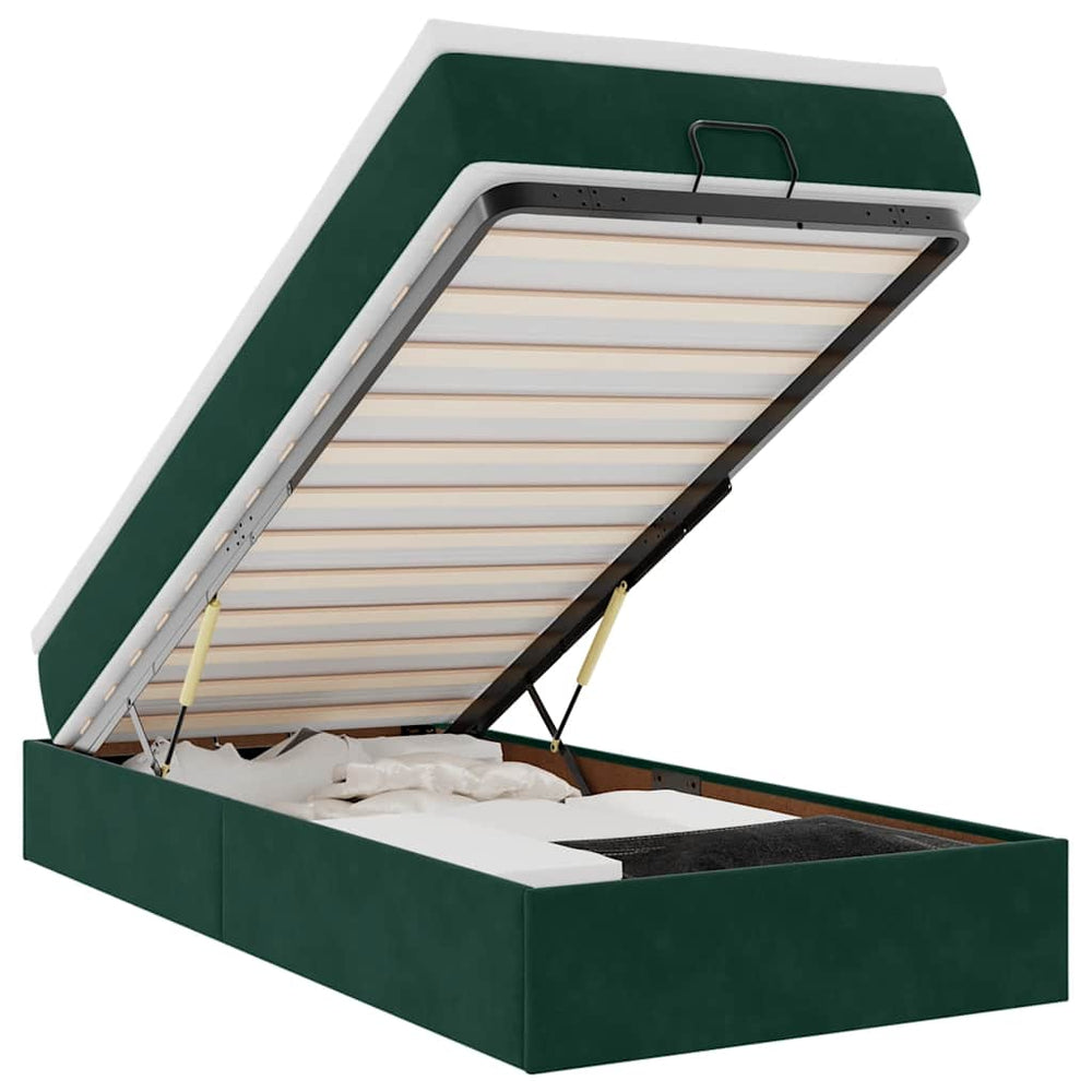 vidaXL Lit ottoman avec matelas Velours Vert foncé 80x200 cm