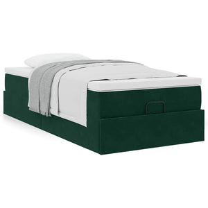 Ottoman Bett mit Matratze Dunkelgrün 80x200 cm Samt