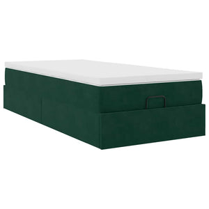 Ottoman Bett mit Matratze Dunkelgrün 80x200 cm Samt