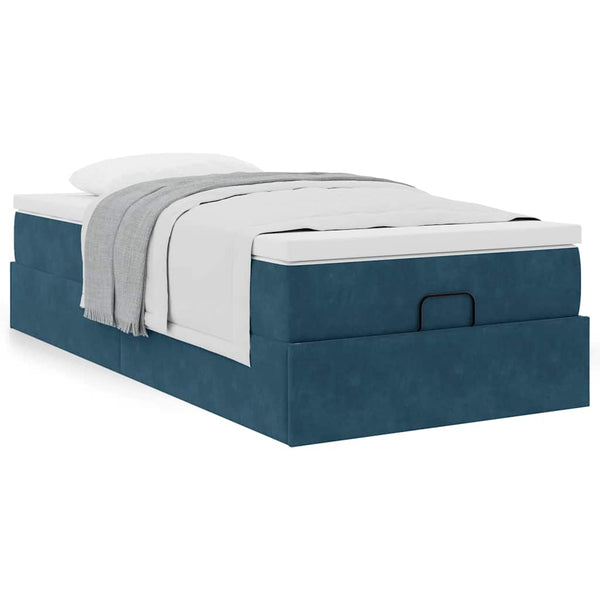 Ottoman Bett mit Matratze Dunkelblau 80x200 cm