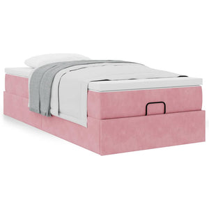 Ottoman Bett mit Matratze Rosa Samt 80x200 cm