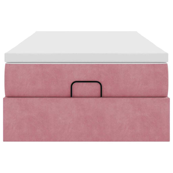 Ottoman Bett mit Matratze Rosa Samt 80x200 cm