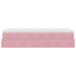 Ottoman Bett mit Matratze Rosa Samt 80x200 cm