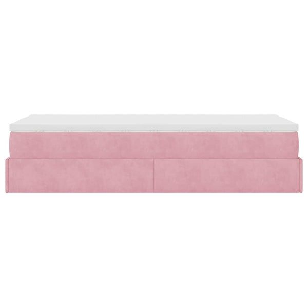 Ottoman Bett mit Matratze Rosa Samt 80x200 cm