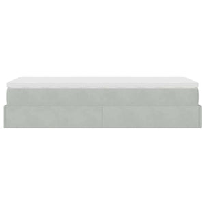 Ottoman Bett mit Matratze Hellgrau Samt 90x190 cm