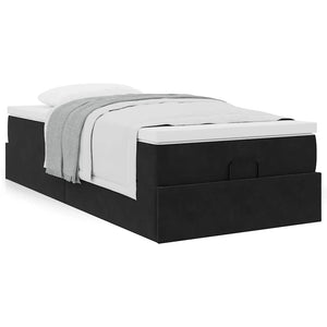Ottoman Bett mit Matratze Samt Schwarz 90x190 cm