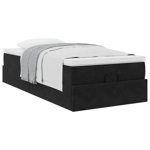 Ottoman Bett mit Matratze Samt Schwarz 90x190 cm