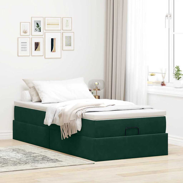 Ottoman Bett mit Matratze Dunkelgrün 90x190 cm