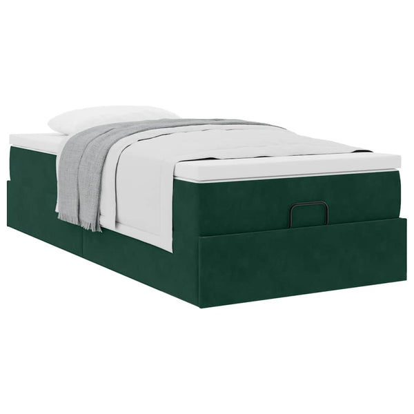 Ottoman Bett mit Matratze Dunkelgrün 90x190 cm