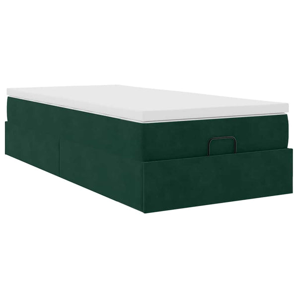 Ottoman Bett mit Matratze Dunkelgrün 90x190 cm