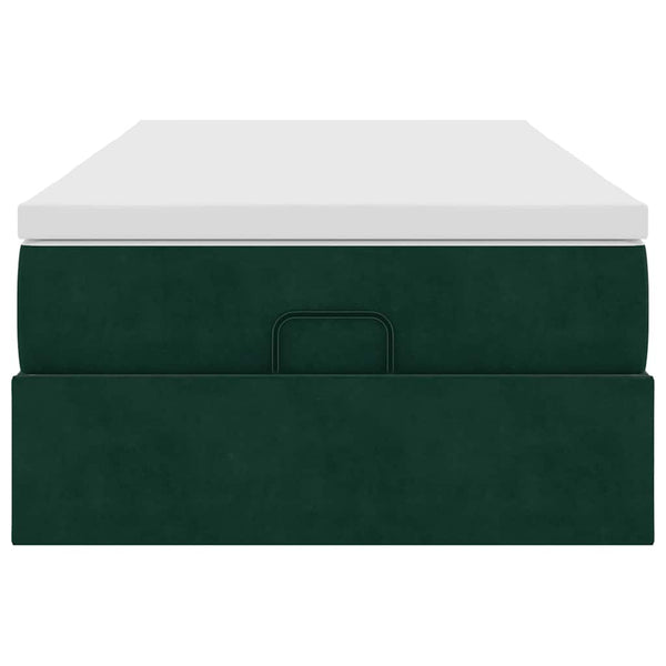 Ottoman Bett mit Matratze Dunkelgrün 90x190 cm