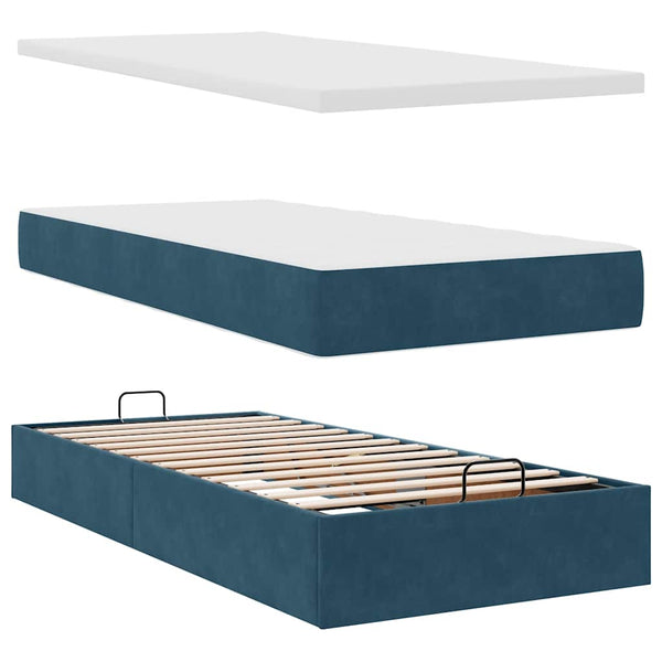 Ottoman Bett mit Matratze Dunkelblau 90x190 cm