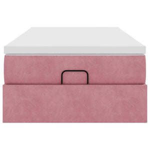 Ottoman Bett mit Matratze Rosa Samt 90x190 cm