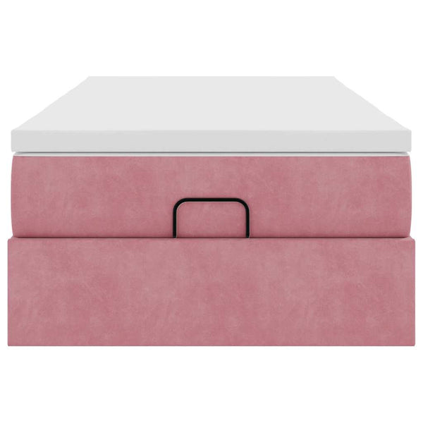 Ottoman Bett mit Matratze Rosa Samt 90x190 cm