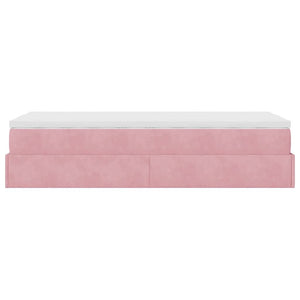 Ottoman Bett mit Matratze Rosa Samt 90x190 cm