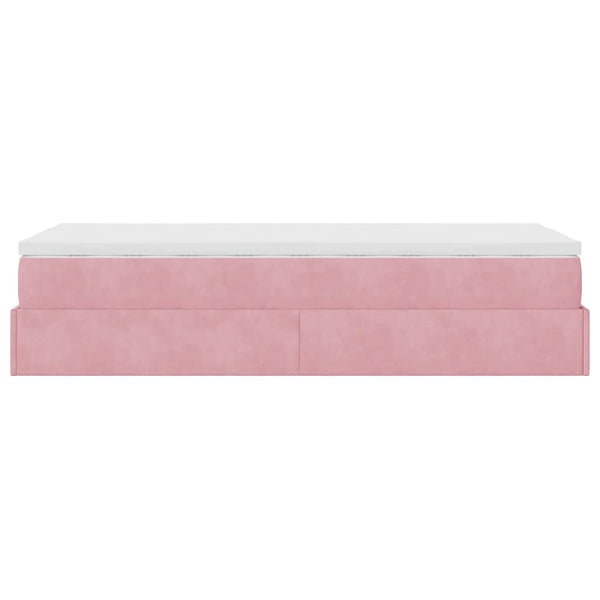 Ottoman Bett mit Matratze Rosa Samt 90x190 cm