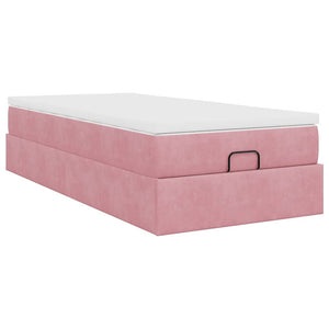 Ottoman Bett mit Matratze Rosa Samt 90x190 cm