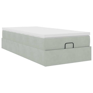 Ottoman Bett mit Matratze Hellgrau 90x200 cm