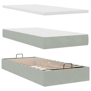 Ottoman Bett mit Matratze Hellgrau 90x200 cm