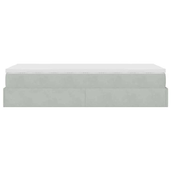 Ottoman Bett mit Matratze Hellgrau 90x200 cm