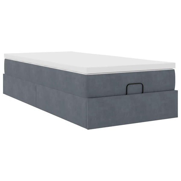Ottoman Bett mit Matratze Dunkelgrau 90x200 cm