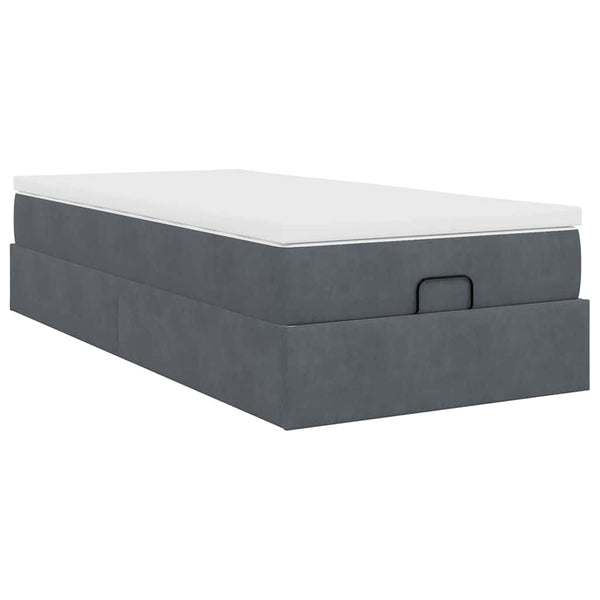 Ottoman Bett mit Matratze Dunkelgrau 90x200 cm