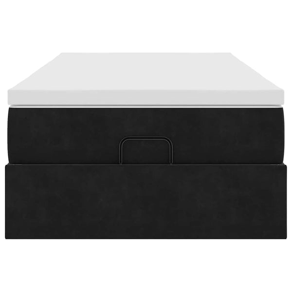 Ottoman Bett mit Matratze Samt Schwarz 90x200 cm