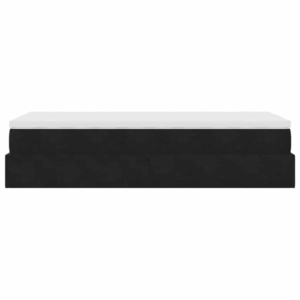 Ottoman Bett mit Matratze Samt Schwarz 90x200 cm