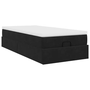 Ottoman Bett mit Matratze Samt Schwarz 90x200 cm