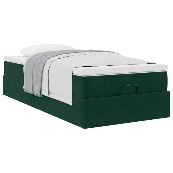Ottoman Bett mit Matratze Dunkelgrün 90x200 cm