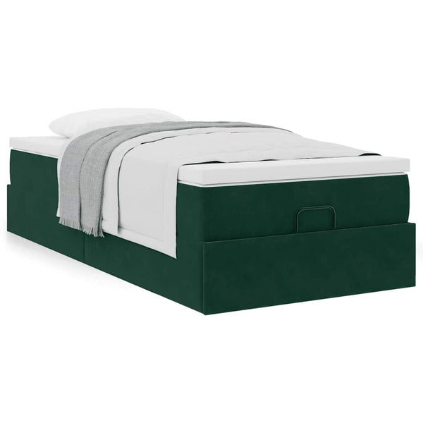 Ottoman Bett mit Matratze Dunkelgrün 90x200 cm