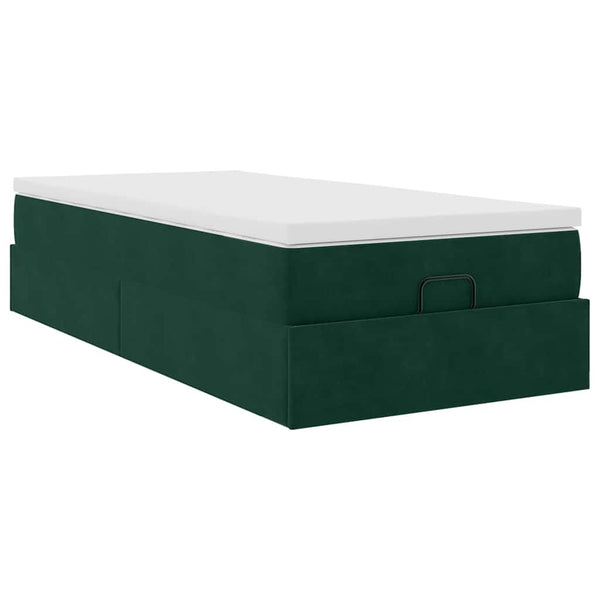 Ottoman Bett mit Matratze Dunkelgrün 90x200 cm