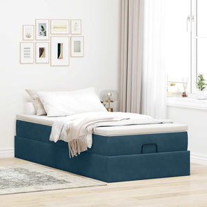 Ottoman Bett mit Matratze Dunkelblau 90x200 cm