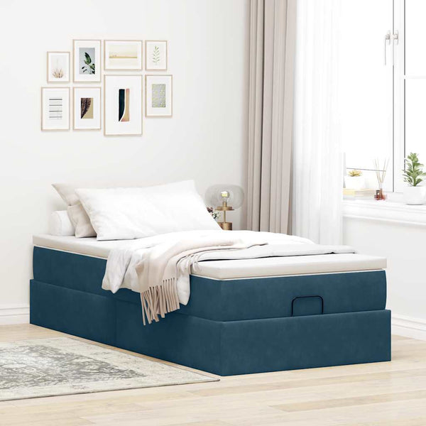 Ottoman Bett mit Matratze Dunkelblau 90x200 cm