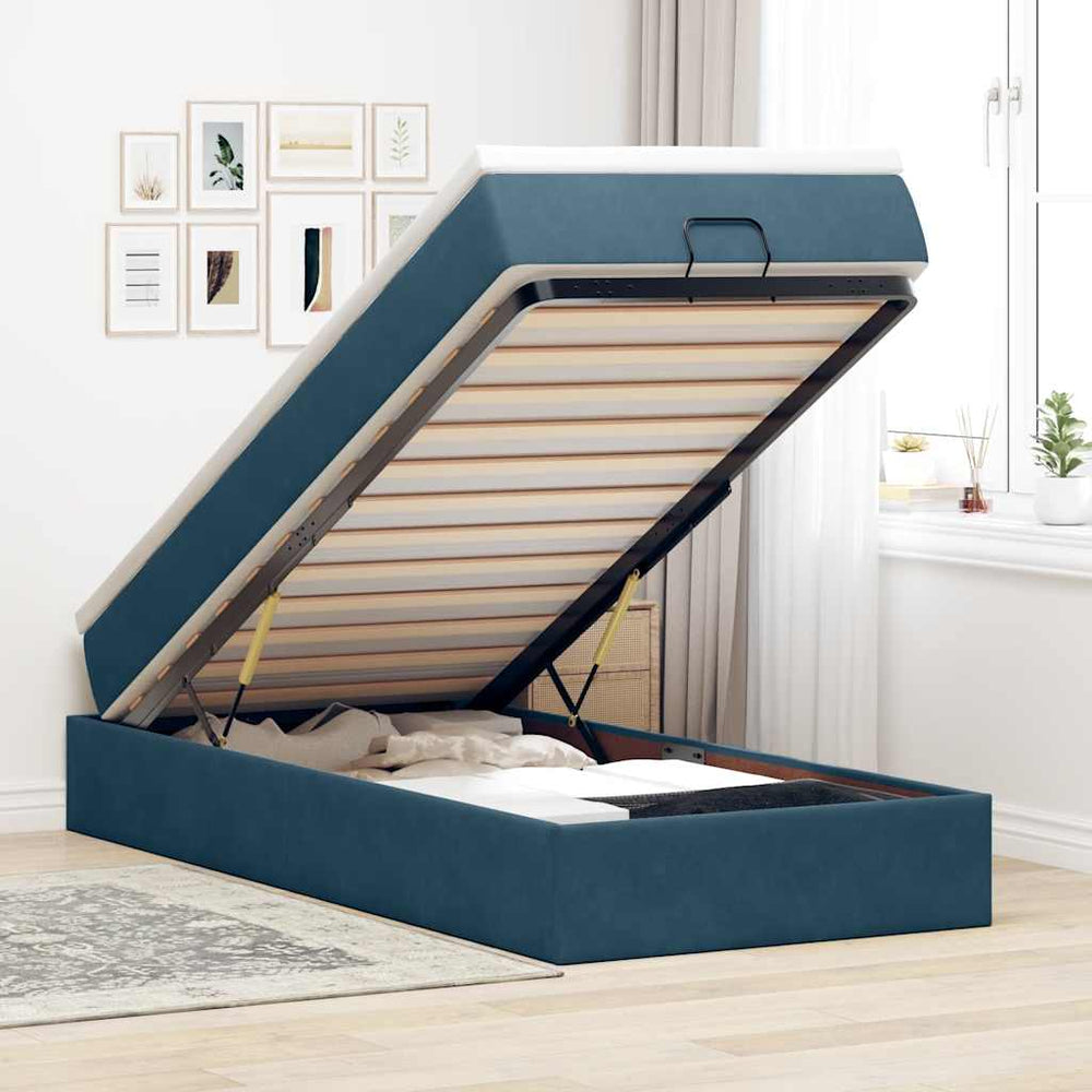 Ottoman Bett mit Matratze Dunkelblau 90x200 cm