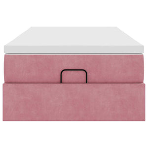 Ottoman Bett mit Matratze Rosa Samt 90x200 cm