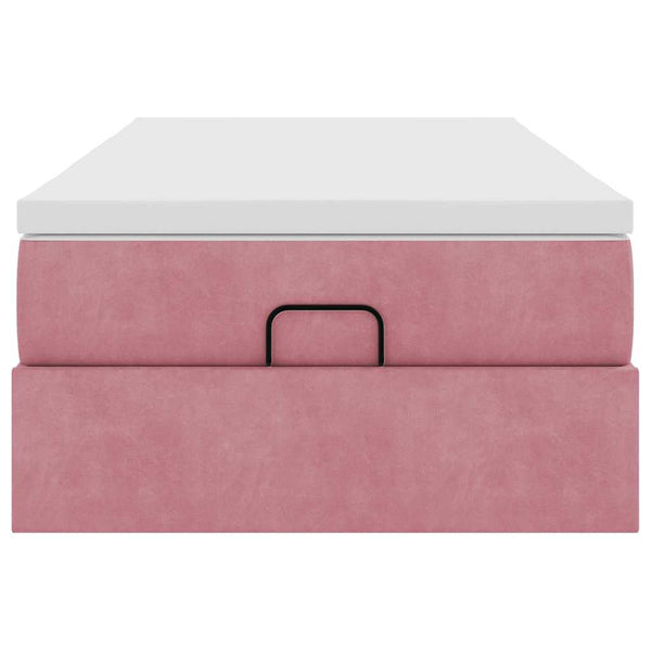 Ottoman Bett mit Matratze Rosa Samt 90x200 cm