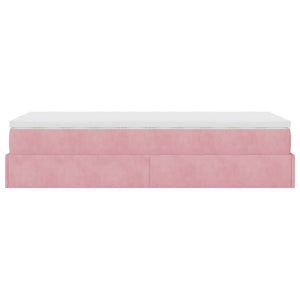 Ottoman Bett mit Matratze Rosa Samt 90x200 cm