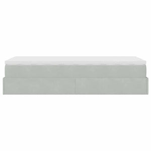 Ottoman Bett mit Matratze Hellgrau Samt 100x200 cm