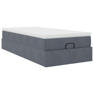 Ottoman Bett mit Matratze Dunkelgrau Samt 100x200