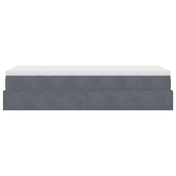 Ottoman Bett mit Matratze Dunkelgrau Samt 100x200