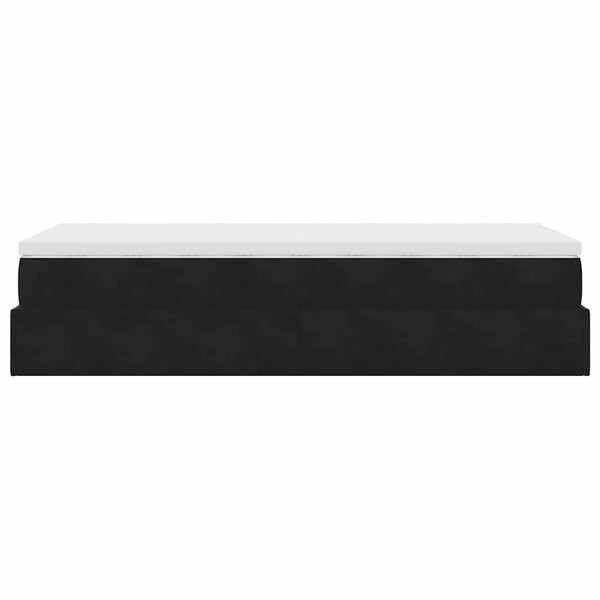 Ottoman Bett mit Matratze 100x200 cm Schwarz Samt
