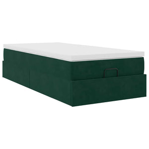 Ottoman Bett mit Matratze Dunkelgrün 100x200 cm Samt