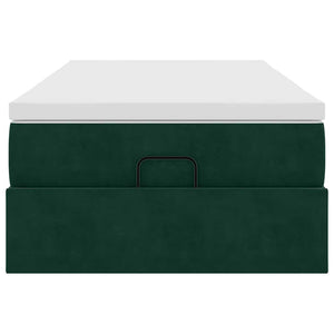 Ottoman Bett mit Matratze Dunkelgrün 100x200 cm Samt