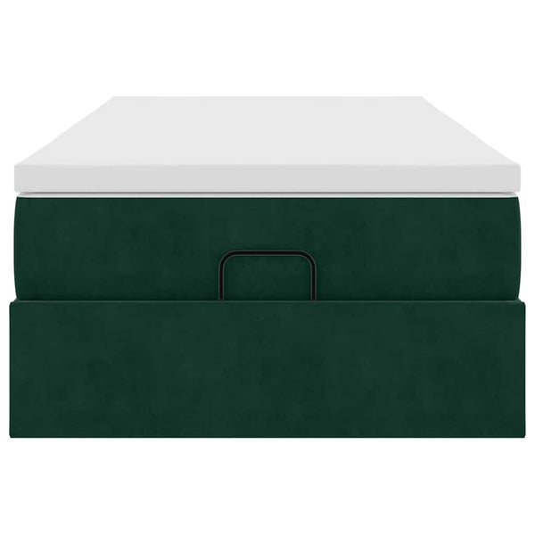 Ottoman Bett mit Matratze Dunkelgrün 100x200 cm Samt