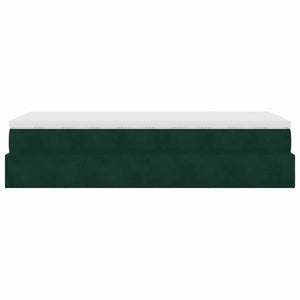 Ottoman Bett mit Matratze Dunkelgrün 100x200 cm Samt